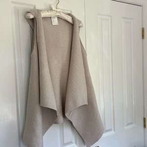 Club Monaco Merino Wool Draped Open Front Sleeveless Sweater Vest w/ Hood Sz XS